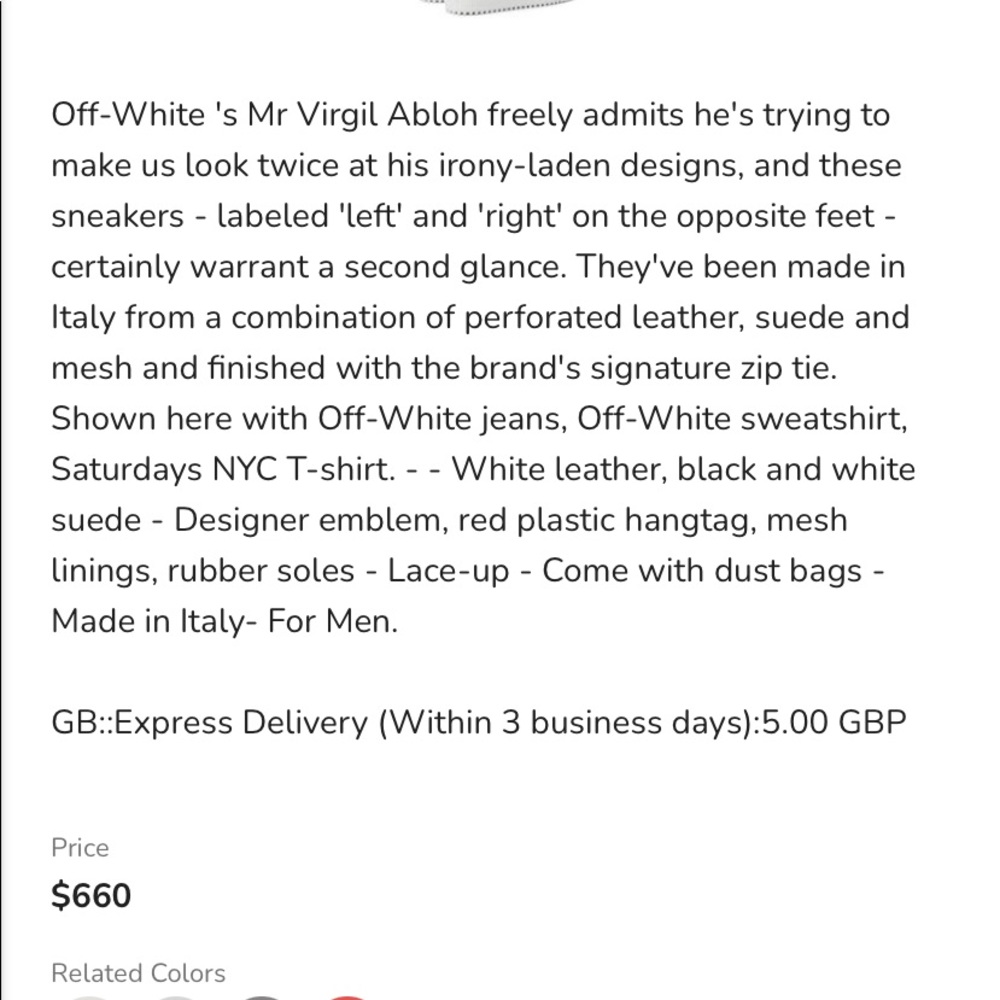 Used OFF-WHITE 2013 c/o VIRGIL ABLOH ITALIAN 3.0 LEATHER POLO SNEAKERS VERY RARE - Picture 8 of 9